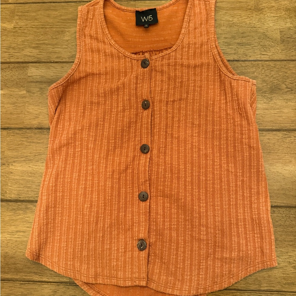 W5 Terracotta Sleeveless Button Top